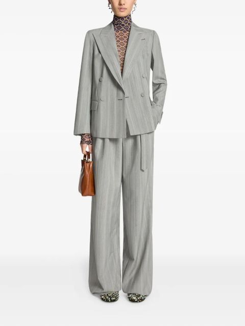 DRIES VAN NOTEN pinstripe double-breasted blazer - Green