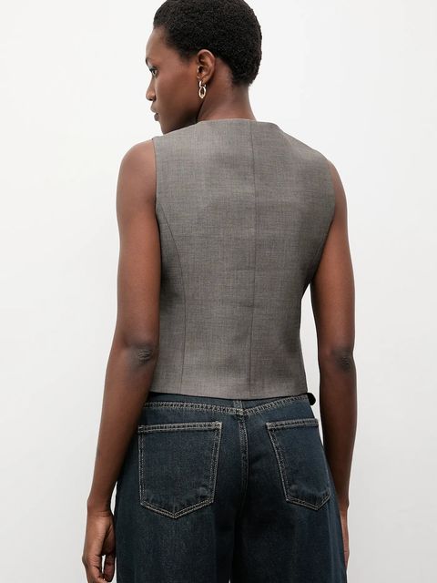 Answear.LAB kamizelka kolor szary jednorzędowa - zdjęcie produktu nr 2