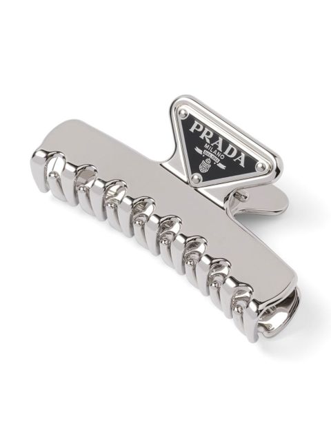 Prada triangle-logo claw clip - Silver - zdjęcie produktu nr 2