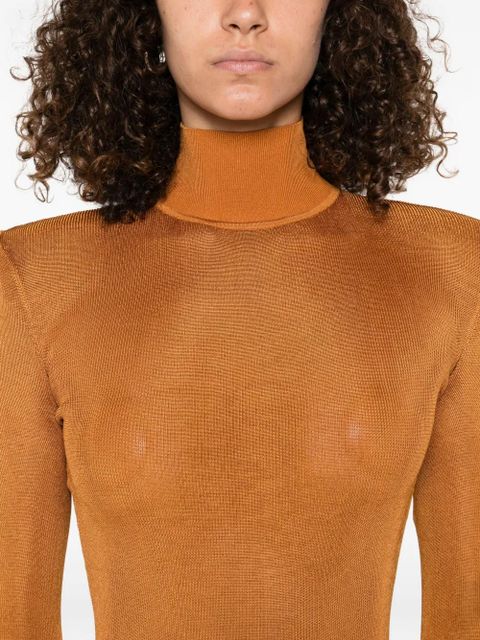 Self-Portrait high-neck long-sleeve dress - TAN