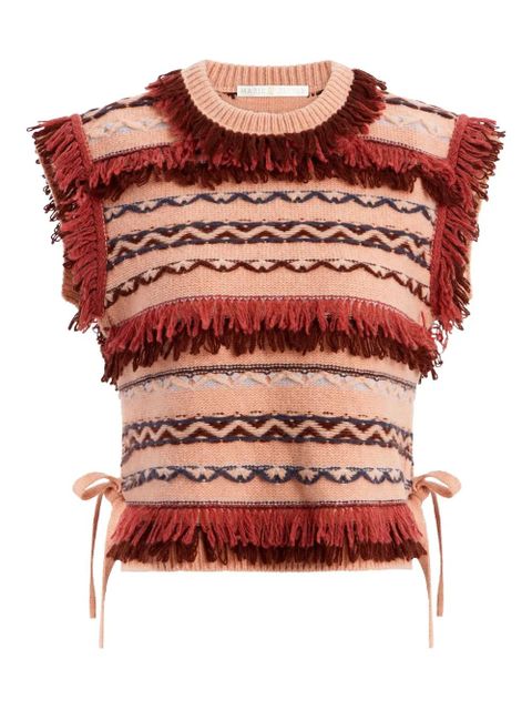 Marie Oliver Desmond fringed wool vest - Red - zdjęcie produktu nr 1
