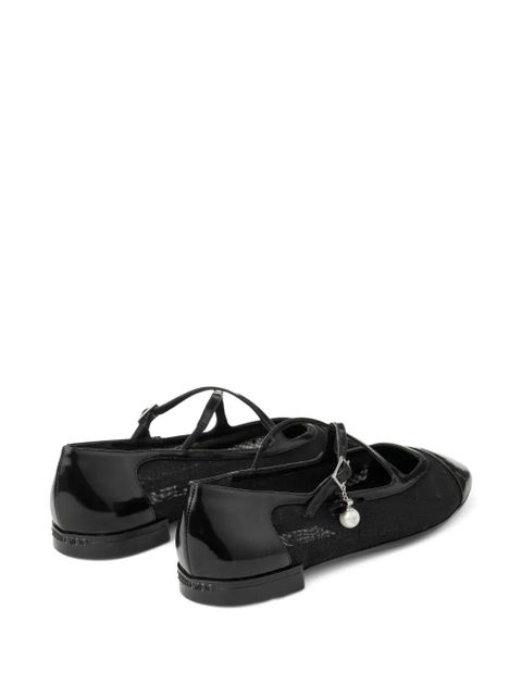 Jimmy Choo Eleri cross-strap mesh ballet flats - Black