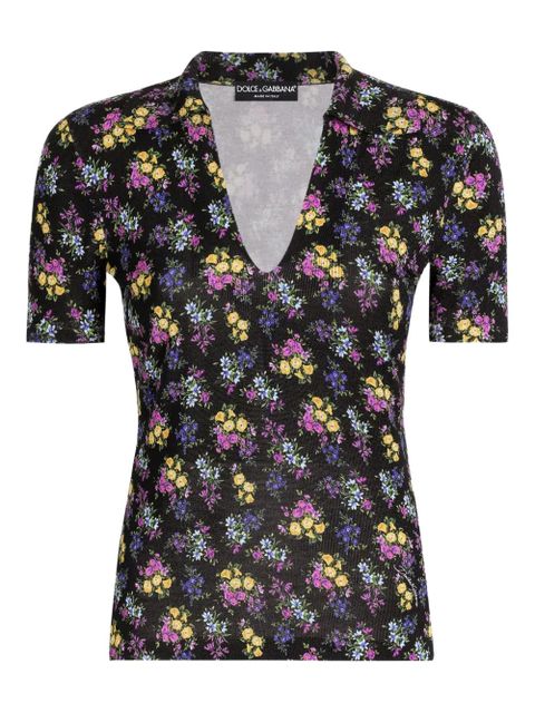 Dolce & Gabbana floral short-sleeve T-shirt - Black - zdjęcie produktu nr 1