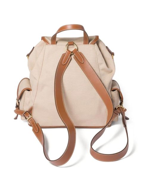 Miu Miu flap-pocket strap canvas backpack - Neutrals - zdjęcie produktu nr 2