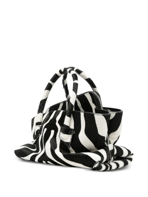 The Attico mini La Passeggiata zebra-pattern tote bag - Black