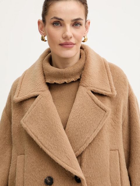 Luisa Spagnoli płaszcz wełniany kolor beżowy 542665