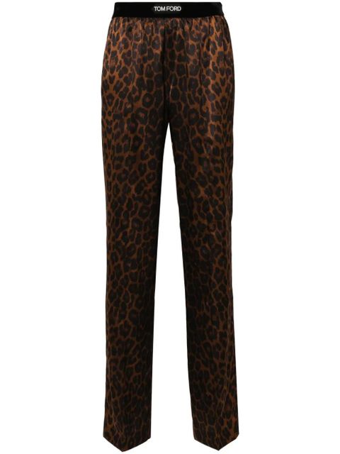 TOM FORD leopard-print silk pyjama bottoms - Brown - zdjęcie produktu nr 1