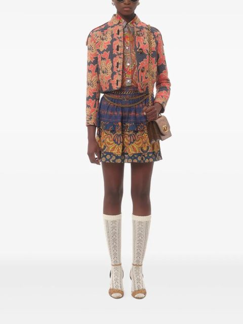 Valentino Garavani mini Medaglioni Voyage Imaginaire linen skirt - Blue - zdjęcie produktu nr 2