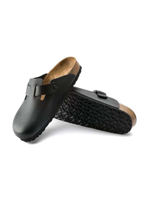 Birkenstock klapki skórzane Boston damskie kolor czarny 60193