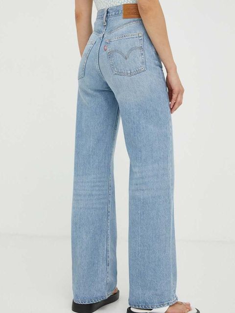 Levi's jeansy RIBCAGE WIDE LEG damskie kolor niebieski