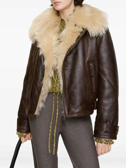 Burberry shearling zipped jacket - Brown - zdjęcie produktu nr 2