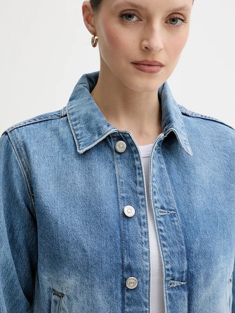 BOSS kurtka jeansowa kolor niebieski przejściowa 50538612