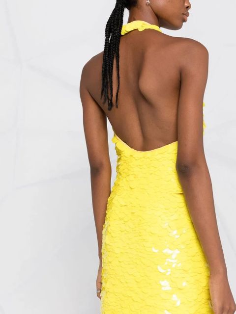 The Attico scale-effect cut-out mini dress - Yellow