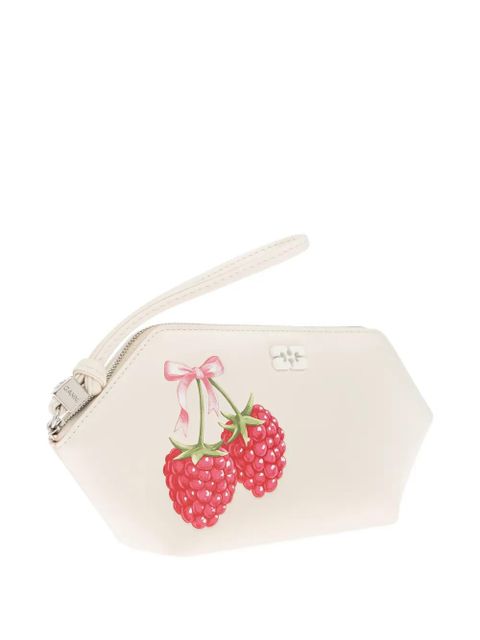 GANNI raspberry-print wristlet pouch - Neutrals