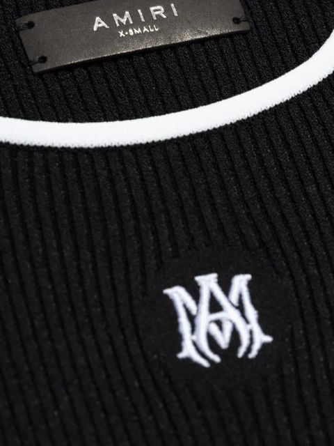 AMIRI ribbed embroidered logo crop top - Black