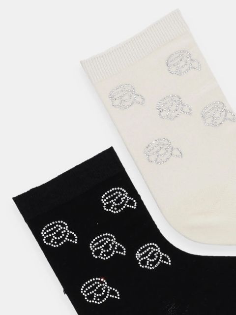 Karl Lagerfeld skarpetki 2-pack IKON RHINESTONE damskie kolor czarny A1W47103 - zdjęcie produktu nr 2