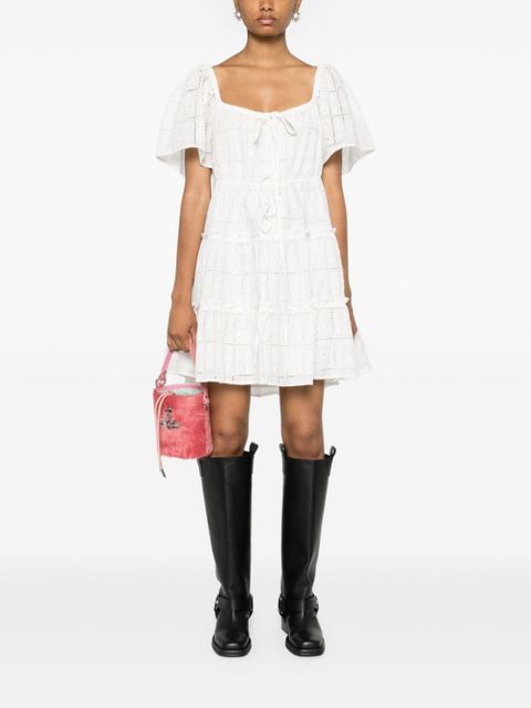 GANNI Egret broderie-anglaise mini dress - White