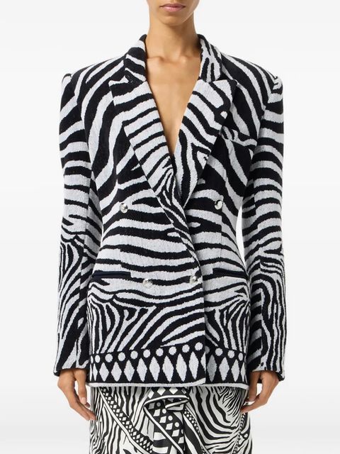 Blumarine zebra jacquard double-breasted jacket - Black