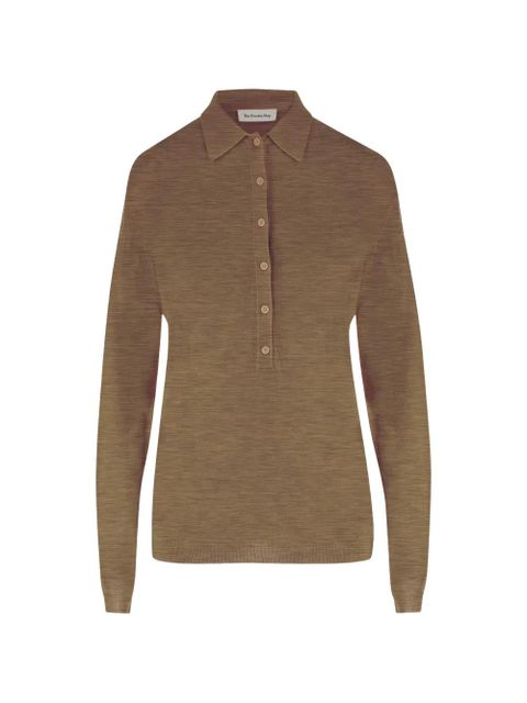 The Frankie Shop Tala long-sleeve polo top - Brown - zdjęcie produktu nr 1