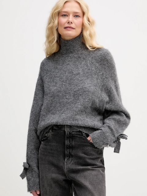 Aniye By sweter z dodatkiem wełny damski kolor szary ciepły z półgolfem 181007 - zdjęcie produktu nr 1