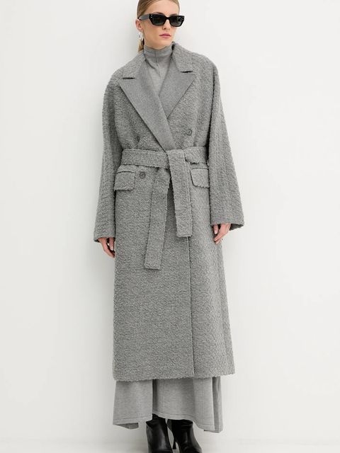 BOSS płaszcz z dodatkiem wełny kolor szary 50548338