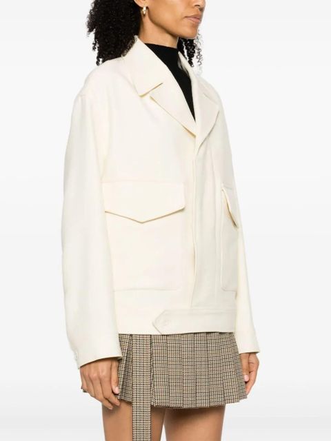 AMI Paris notched-lapel virgin-wool jacket - White