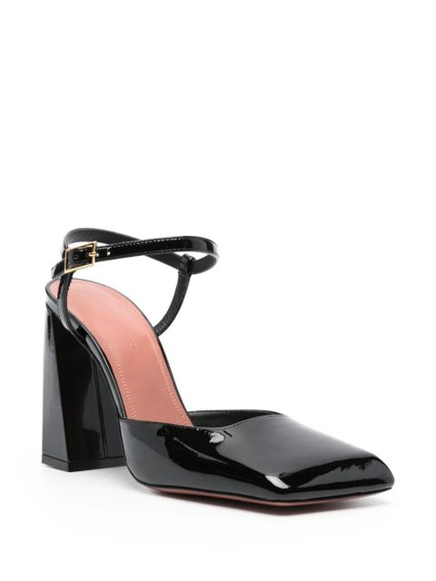 Amina Muaddi Charlotte 95 patent leather pumps - Black - zdjęcie produktu nr 2