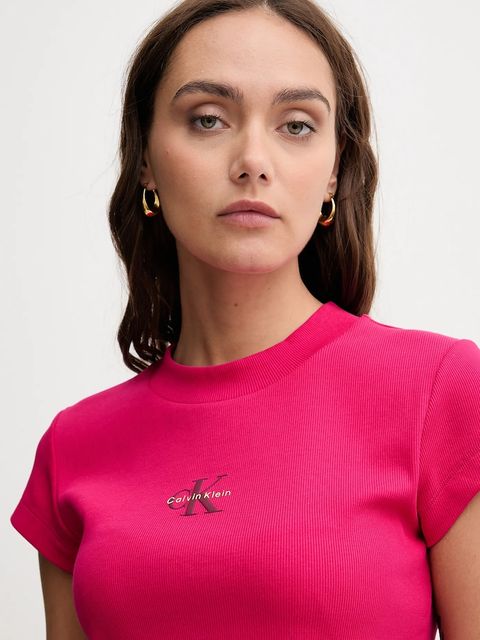 Calvin Klein Jeans t-shirt damski kolor różowy LV047AB802