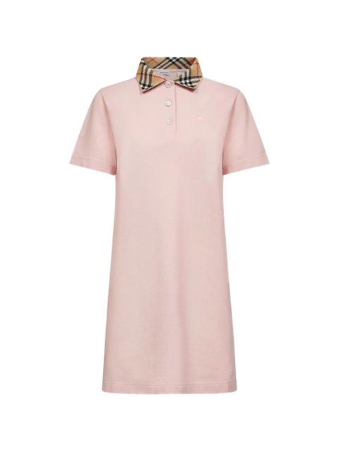 Burberry check-collar embroidered mini dress - Pink - zdjęcie produktu nr 1