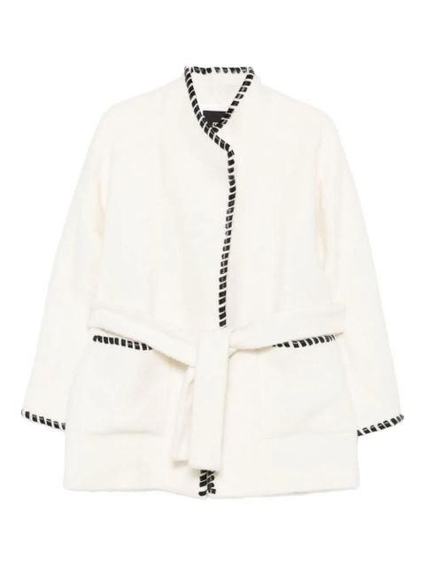 Maje braided-trim tied jacket - White
