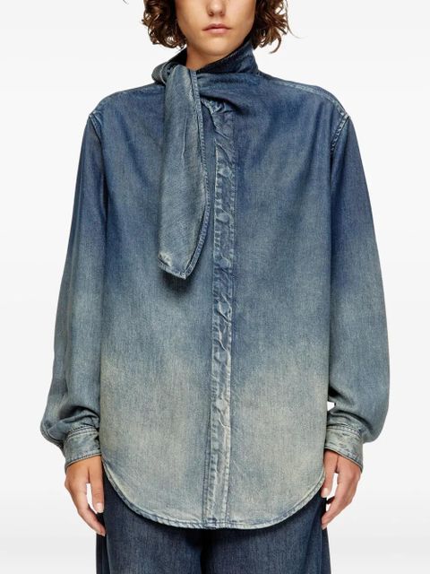 Diesel tie-neck denim blouse - Blue