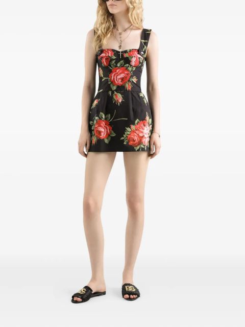 Dolce & Gabbana floral button-strap mini dress - Black