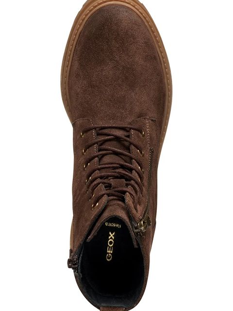 Geox botki zamszowe D IRIDEA damskie kolor brązowy na płaskim obcasie D16HRF 00022 C6006