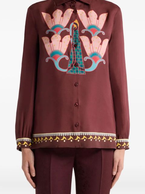 ETRO floral print silk shirt - Brown