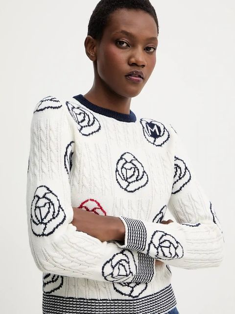 Marella sweter z wełną damski kolor biały 2523366114200 - zdjęcie produktu nr 2