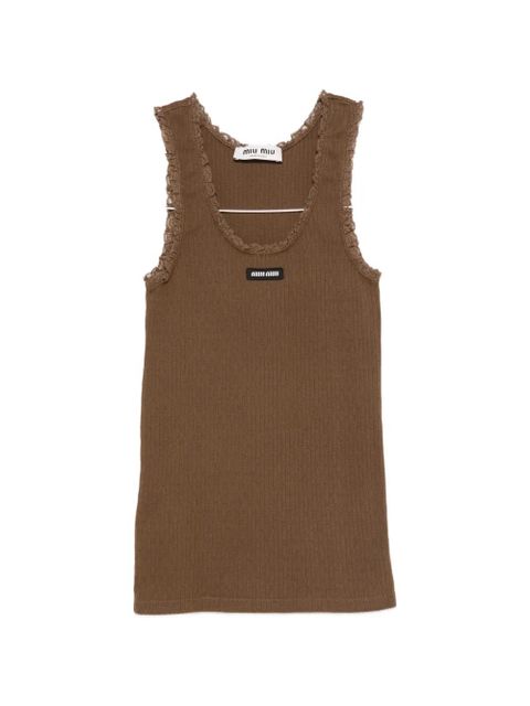 Miu Miu lace-trim tank top - Brown - zdjęcie produktu nr 1