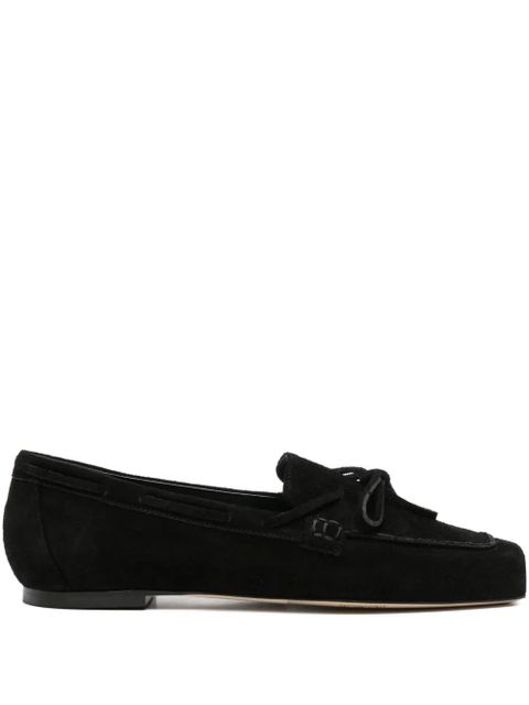 Aeyde bow-detail suede loafers - Black - zdjęcie produktu nr 1