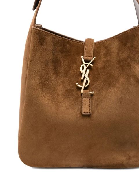Saint Laurent small Le 5 à 7 Supple logo-plaque suede shoulder bag - Brown