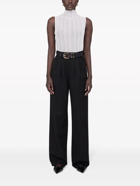 ANINE BING Carrie wide-leg wool trousers - Black - zdjęcie produktu nr 2