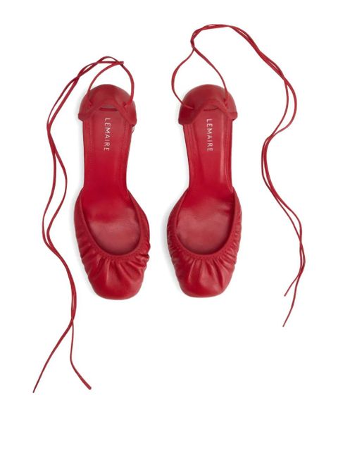 LEMAIRE 85mm Micro Ballerina 85 gathered-toe lace-up flats