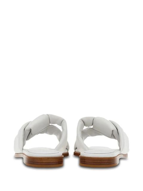 Ferragamo knot-detail leather slides - White