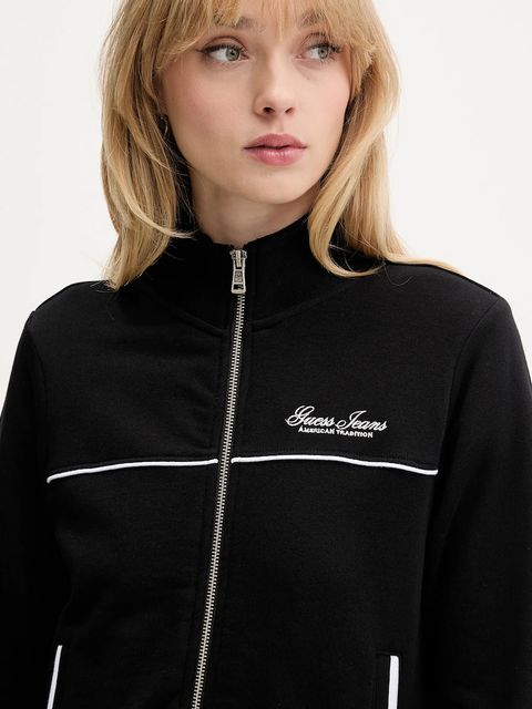 Guess Jeans bluza bawełniana damska kolor czarny z aplikacją W5YQ17 K68I4