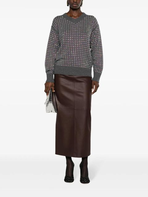 Sportmax crystal-embellished V-neck jumper - Grey - zdjęcie produktu nr 2