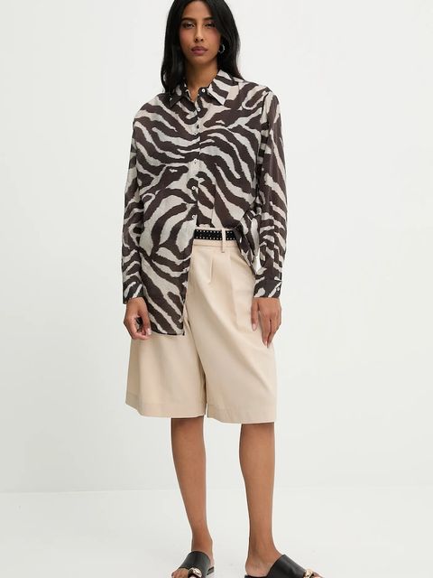 Answear.LAB koszula damska kolor brązowy relaxed z kołnierzykiem klasycznym - zdjęcie produktu nr 2