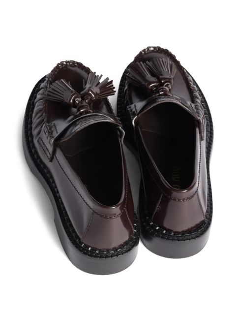 Miu Miu tassel leather loafers - Brown