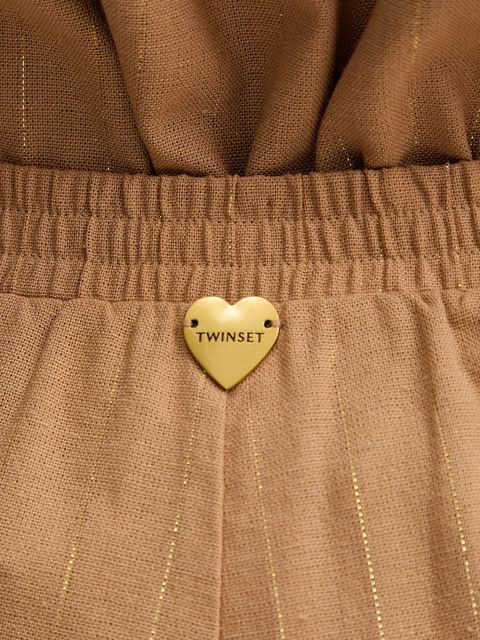 Twinset spodnie z domieszką lnu