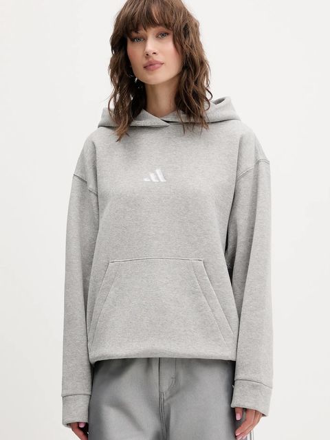 adidas bluza All Szn Holiday damska kolor szary z kapturem z nadrukiem JV5757 - zdjęcie produktu nr 1