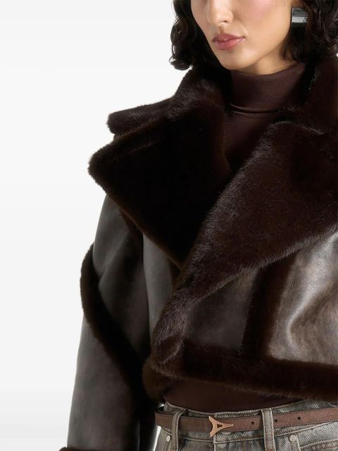 Manière De Voir Kena plush detachable-sleeves jacket - Brown