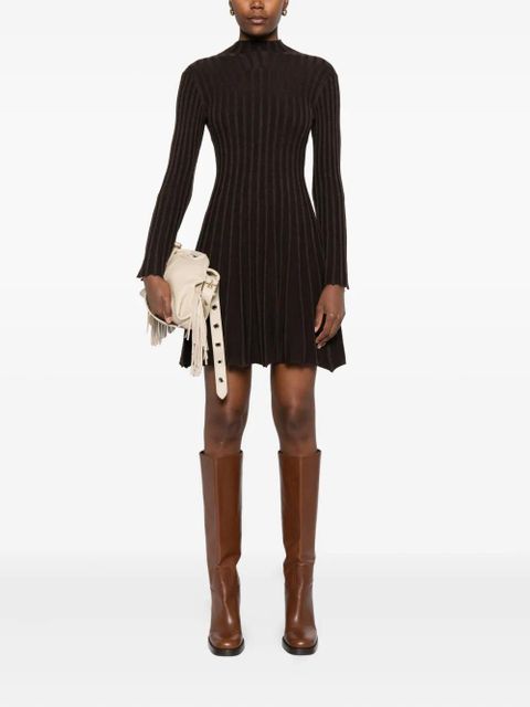 Maje Raffie ribbed-knit bell-sleeve dress - Brown - zdjęcie produktu nr 2