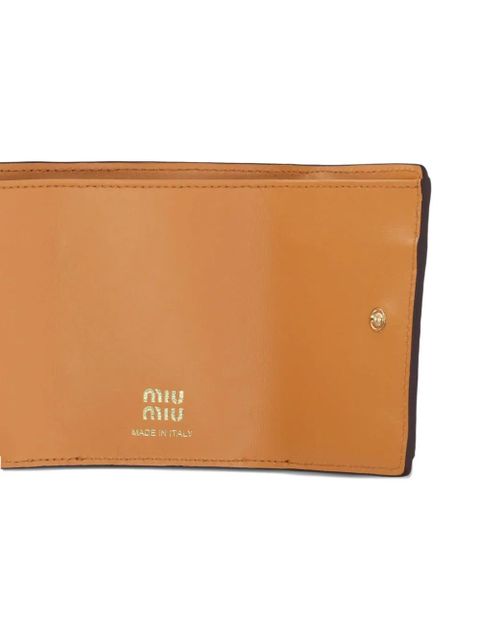Miu Miu whipstitch-trim logo-plaque wallet - Brown